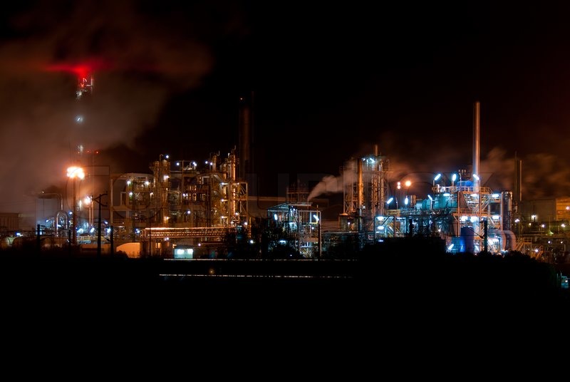 Night View Of A Industrial Park Stock Image Colourbox