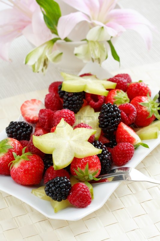 Fresh fruits as dessert with low Stock image Colourbox