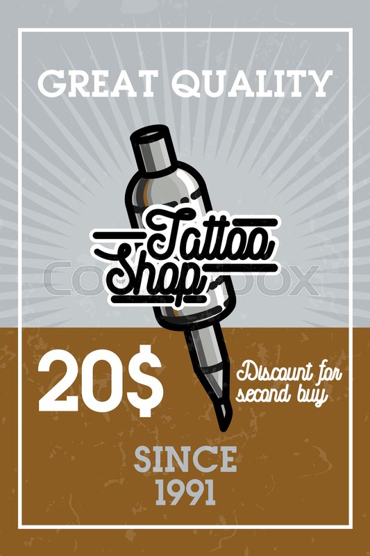 Color Vintage Tattoo Shop Banner Stock Vector Colourbox