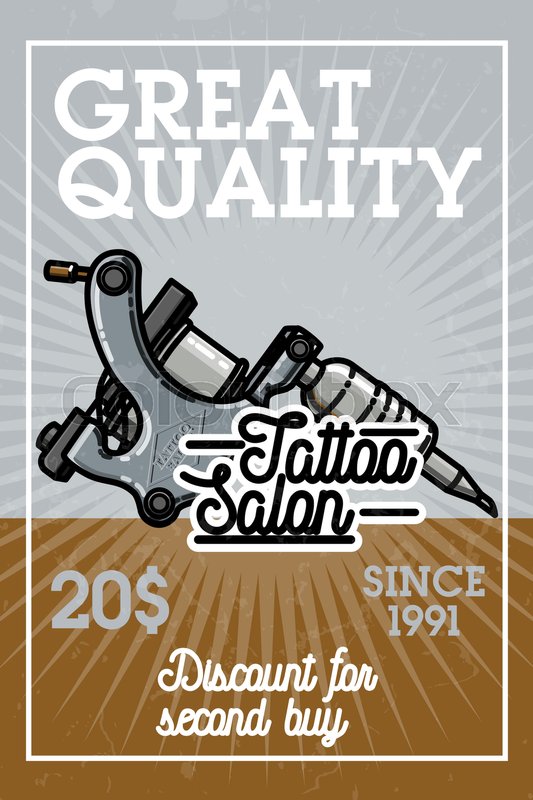 Color Vintage Tattoo Shop Banner Stock Vector Colourbox