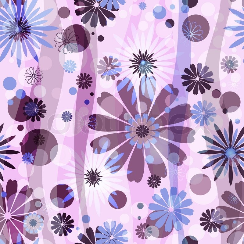 pink seamless floral pattern with blue purple flowers and circles vector eps 10 stock vector colourbox