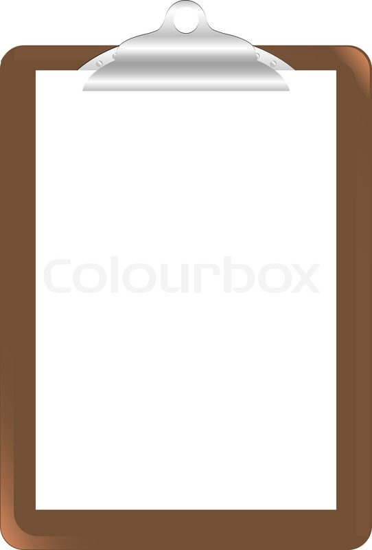 wood clipboard base with metal ball dog clip and white blank paper