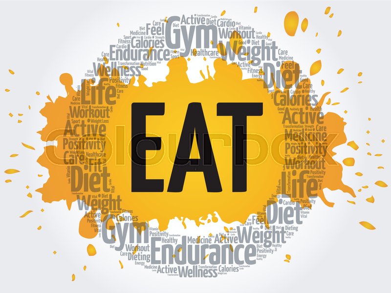 EAT circle stamp word cloud, fitness, Stock vector Colourbox