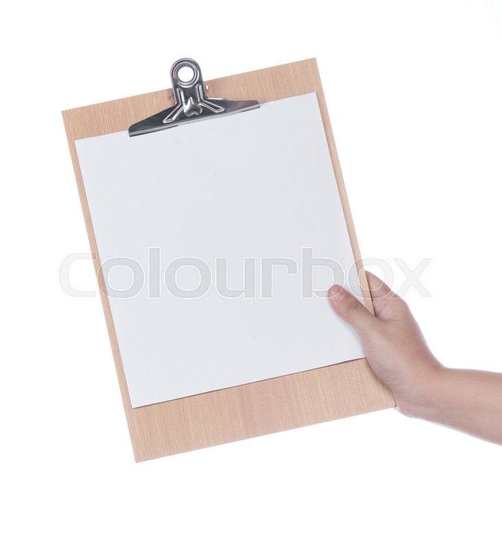 Hand holding clipboard with blank white ... | Stock image | Colourbox
