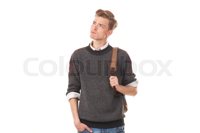 Studio portrait of handsome college boy | Stock image | Colourbox