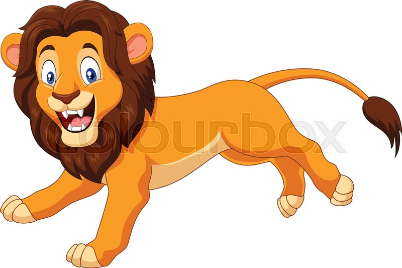 Vector illustration of Cartoon happy lion running | Stock Vector | Colourbox
