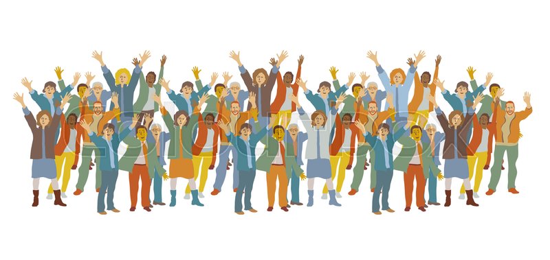 Horizontal Big Group Happy People Stock Vector Colourbox