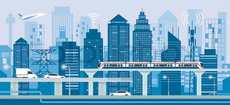Cityscape with Infrastructure and | Stock vector | Colourbox