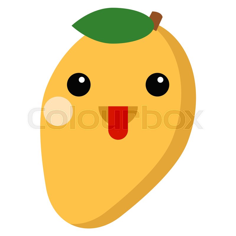 Mango face emoji with stuckout tongue Stock Vector Colourbox