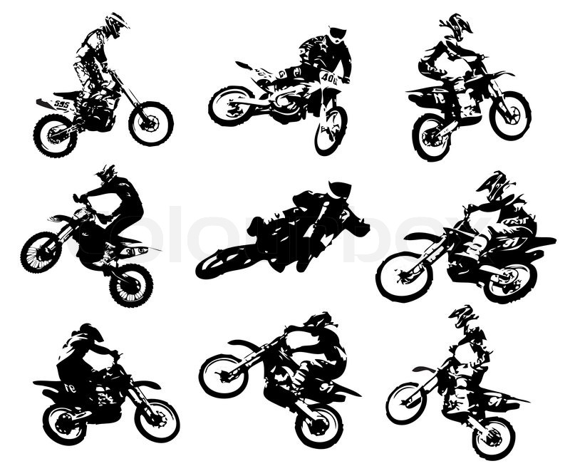 Silhouettes of motorcyclists Stock Vector Colourbox