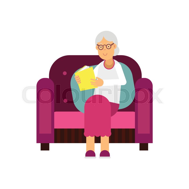Senior Woman Character Sitting On The Stock Vector Colourbox