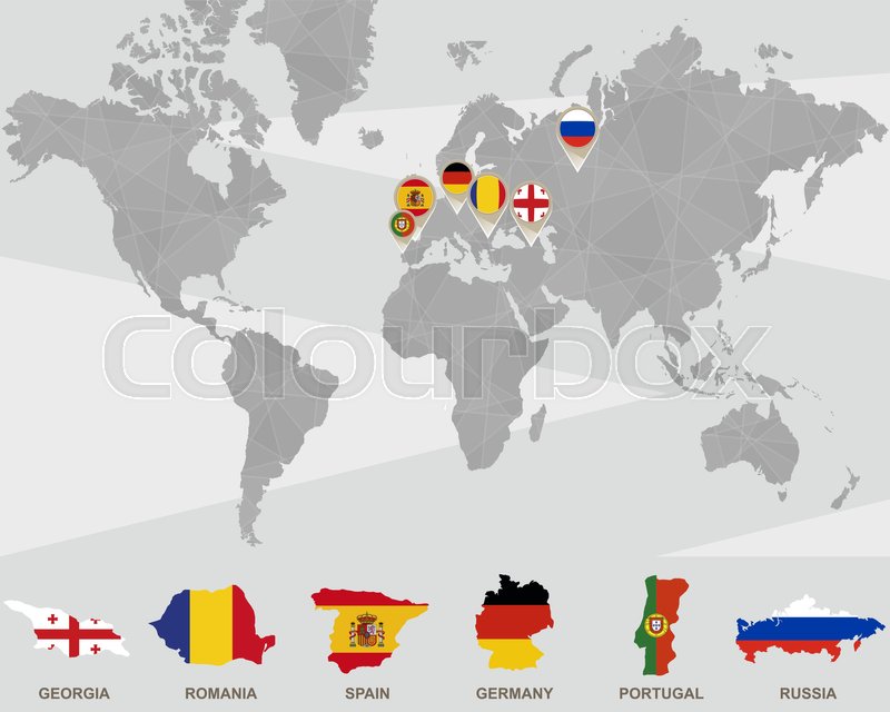 Worldmap And Detailed Maps Of France, Portugal And Spain Royalty