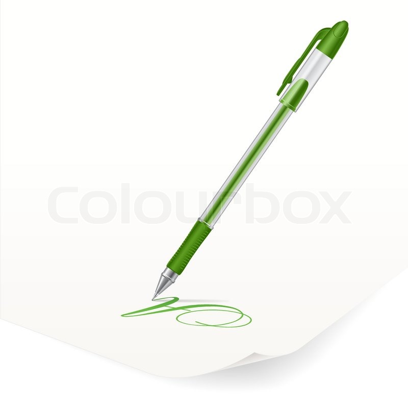 Vector image of green ballpoint pen ... | Stock vector | Colourbox