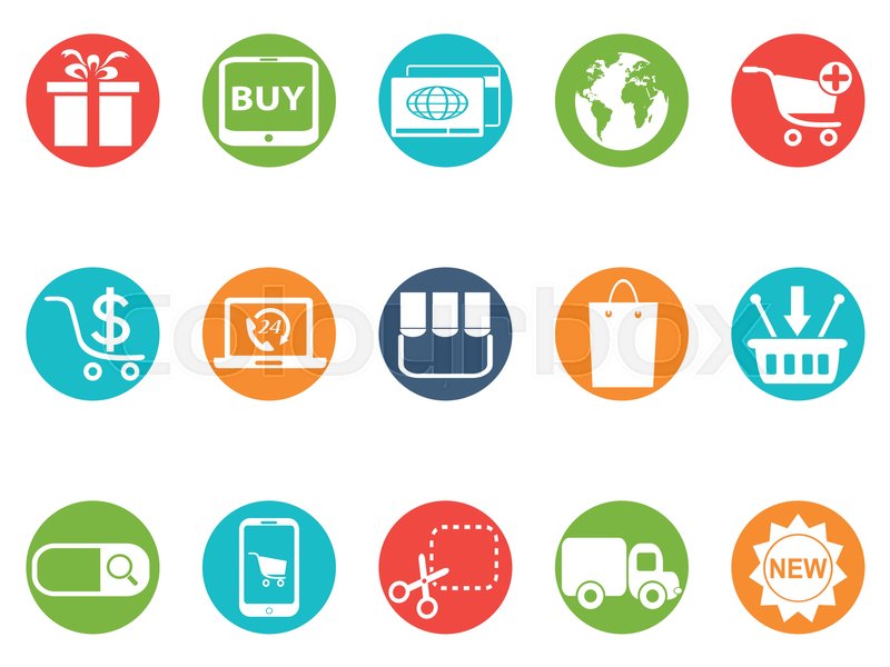 Isolated eCommerce round button icons ... | Stock vector | Colourbox