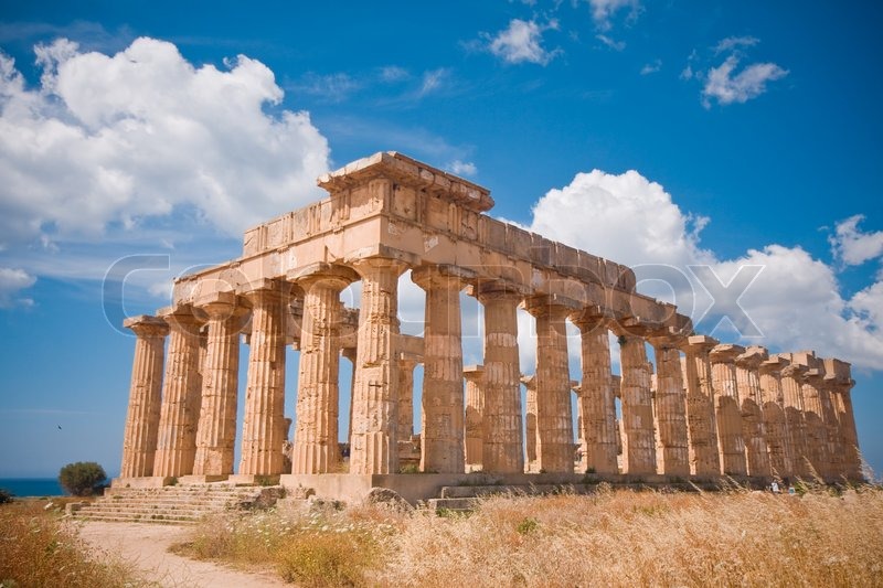 Gesims Dekor Griechische Tempel Ruinen griechischer Tempel , Selinunte , | Stock Bild | Colourbox