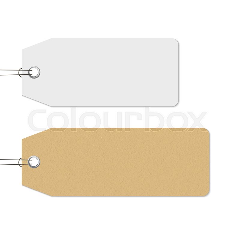 blank white and brown price tags hanging realistic vector craft