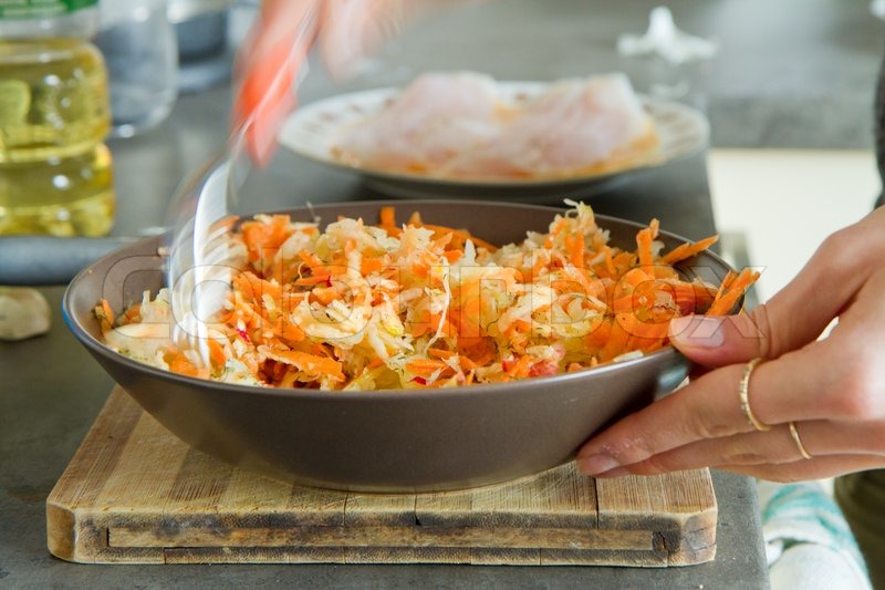 Process of making vegetable salad Stock image Colourbox