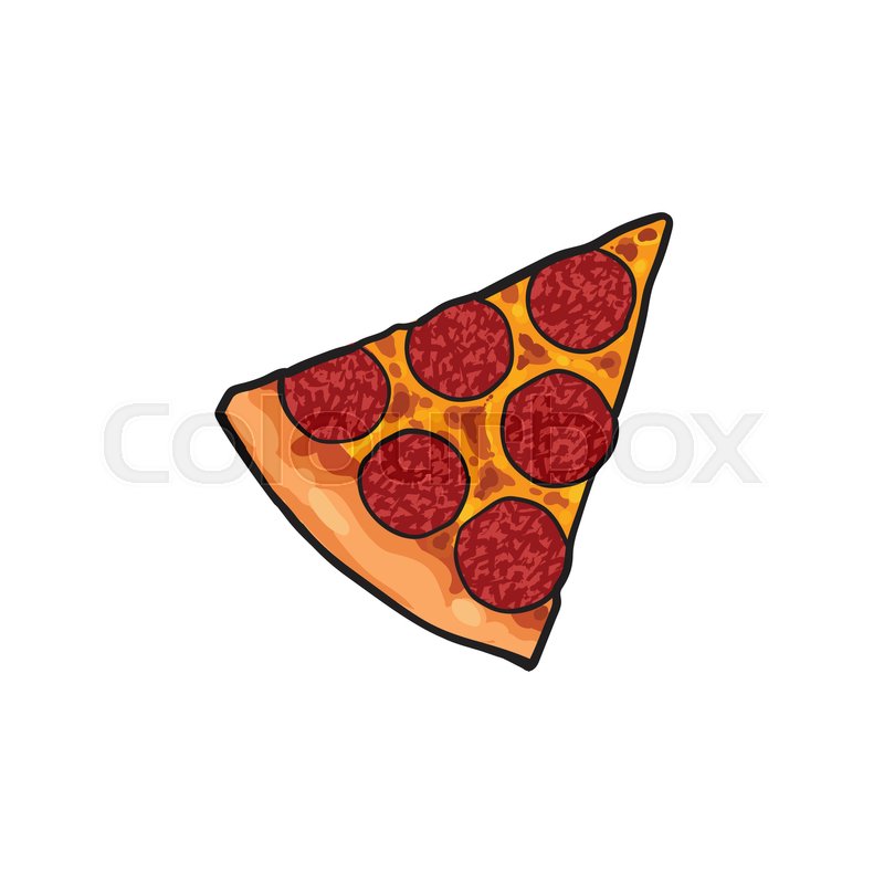 Vector Flat Pepperoni Pizza Slice Stock Vector Colourbox
