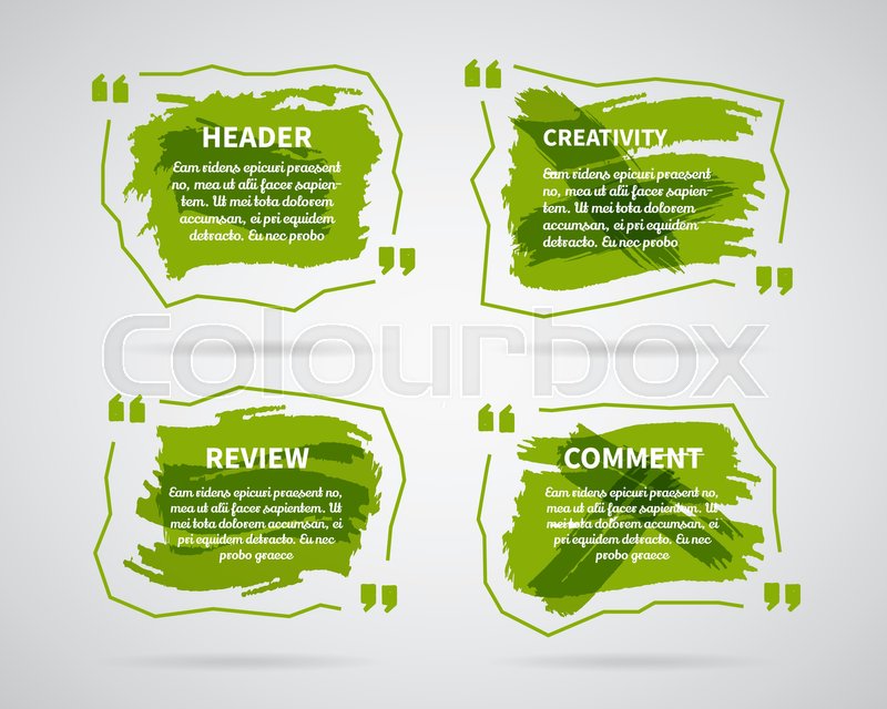 Watercolor, ink, splash Quote blank templates. Quote bubbles. Empty template.  Circle business card template, paper sheet, information, text. Print  design. Quote form. Creative form Template vector set | Stock vector |  Colourbox