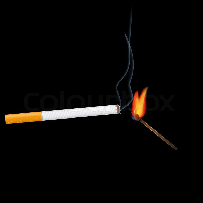 Cigarette and match Stock Vector Colourbox