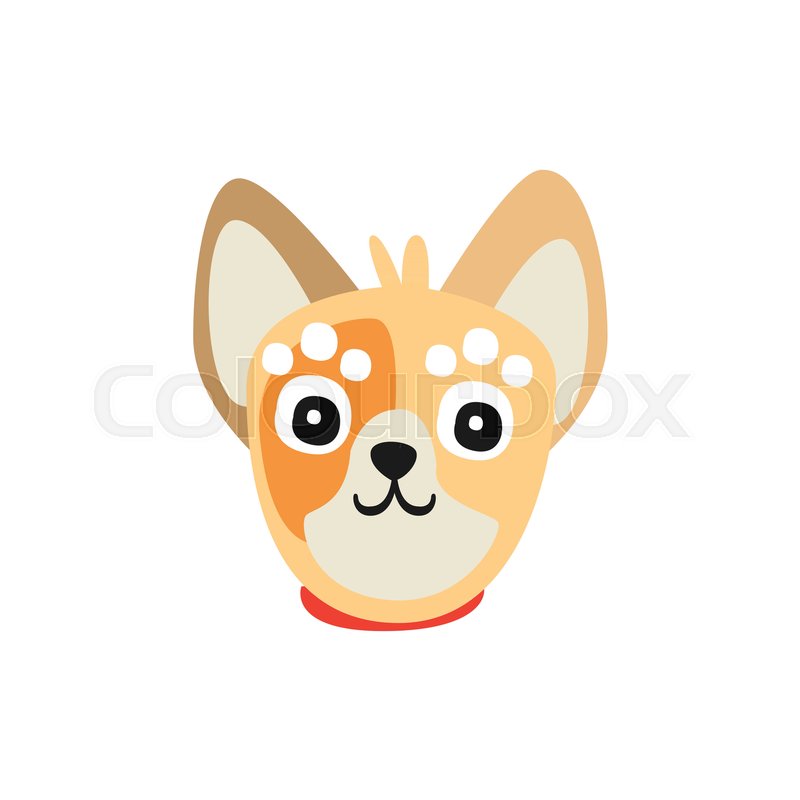 Cute Little Dog Face Funny Cartoon Stock Vector Colourbox