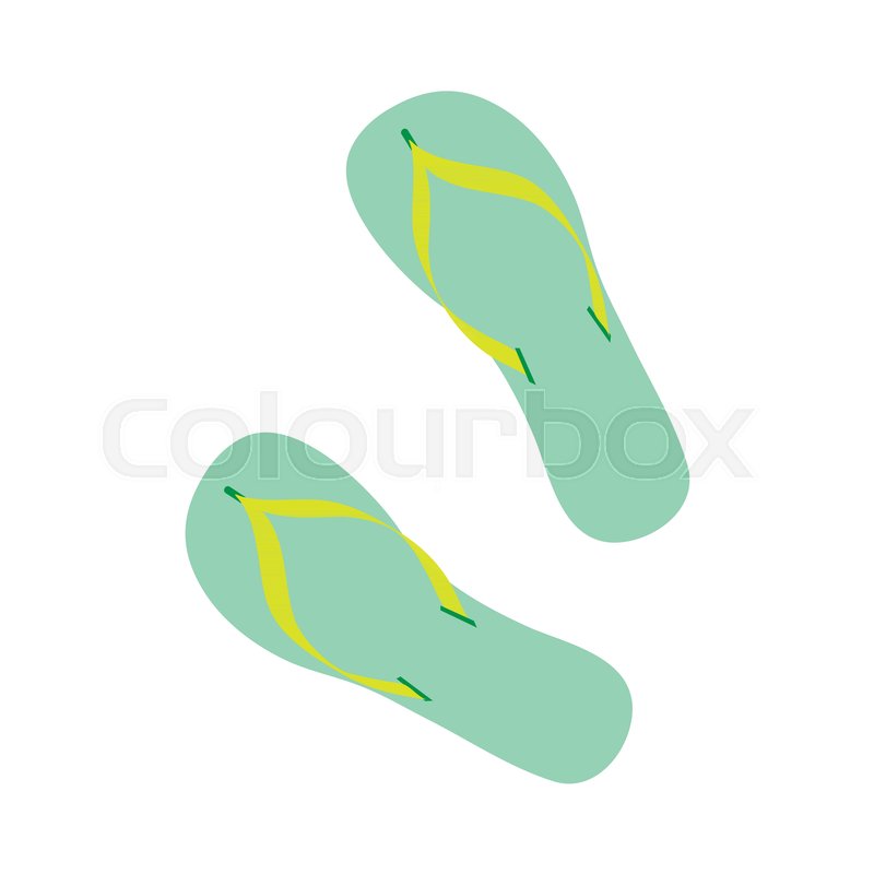 Green flip flops isolated on white ... | Stock vector | Colourbox