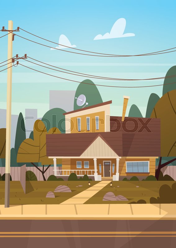 House Building Suburb Of Big City In Stock Vector Colourbox