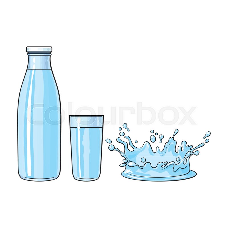 Vector Cartoon Glass Bottle Cup And Stock Vector Colourbox