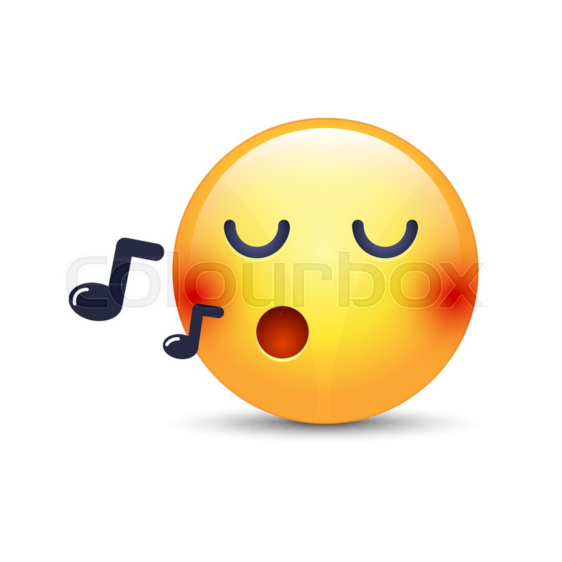 singing smiley face emoji whistles a song cartoon vector singing smiley face emoji whistles a song cartoon vector