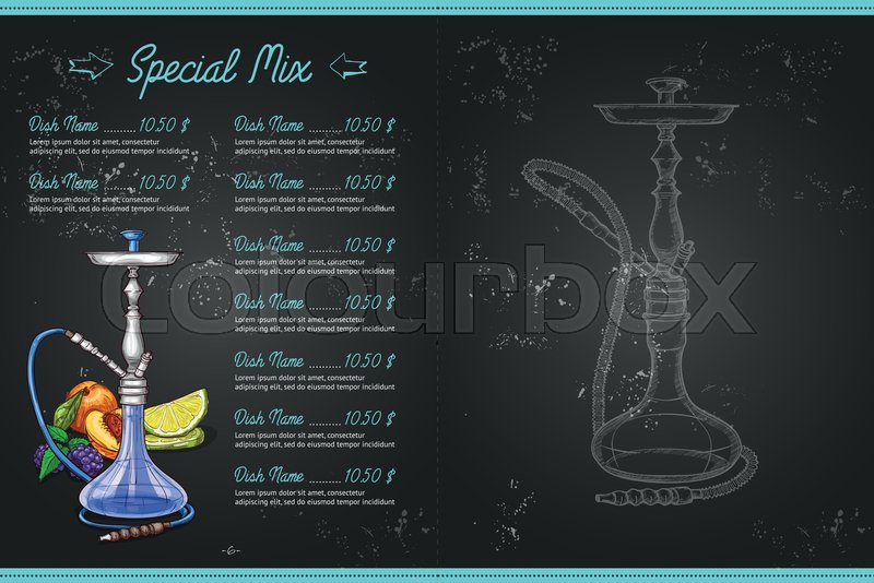 vector color menu design internal page hookah bar mix on chalkboard