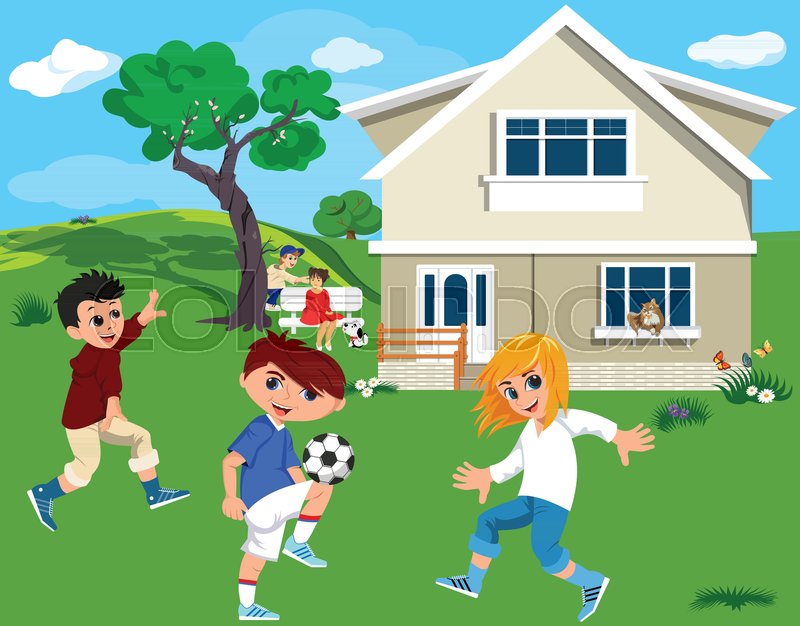 kids playing outside animated