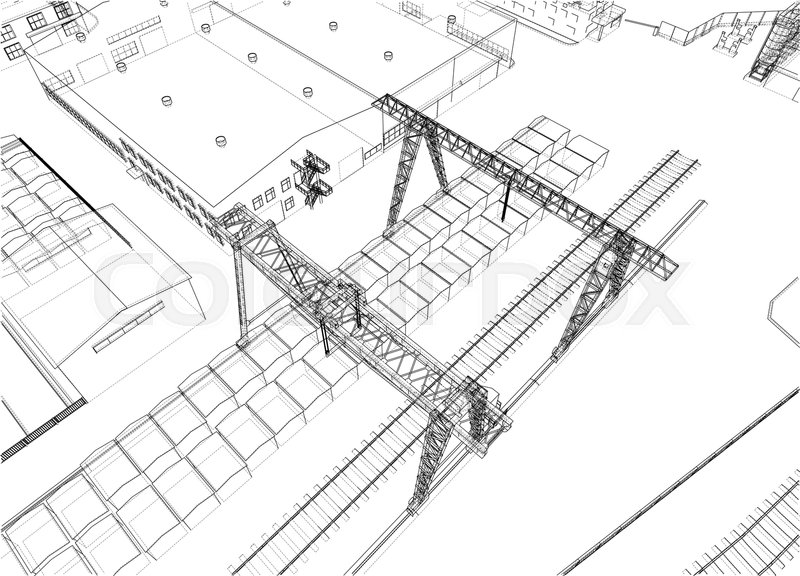 Industrial zone with buildings and | Stock vector | Colourbox