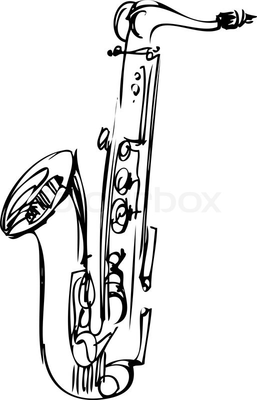 a sketch brass alto saxophone musical instrument stock vector colourbox