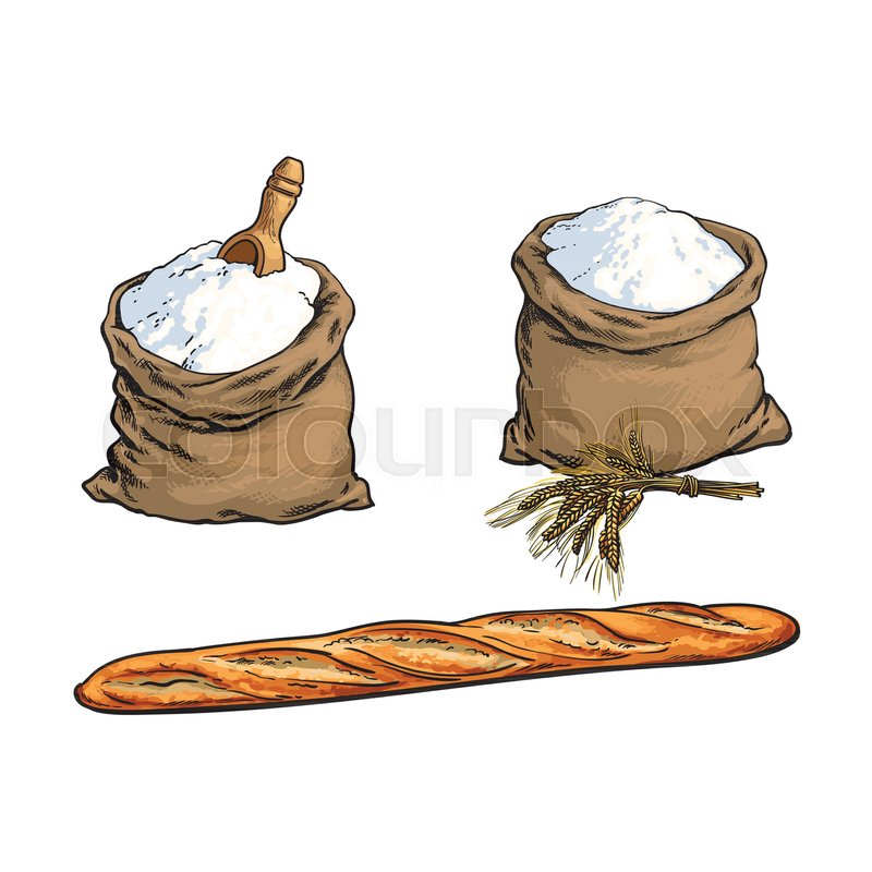Vector Sketch Cartoon Flour Or Sugar Stock Vector Colourbox