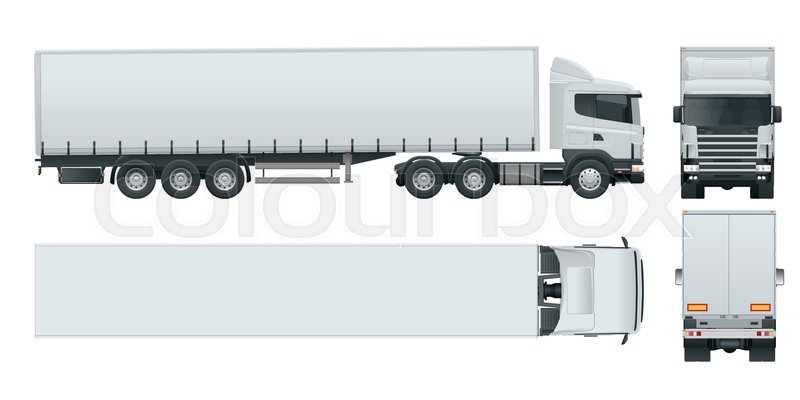 Download Truck Trailer With Container Cargo Stock Vector Colourbox