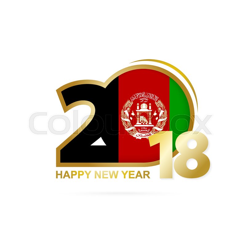 year 2018 with afghanistan flag pattern happy new year design
