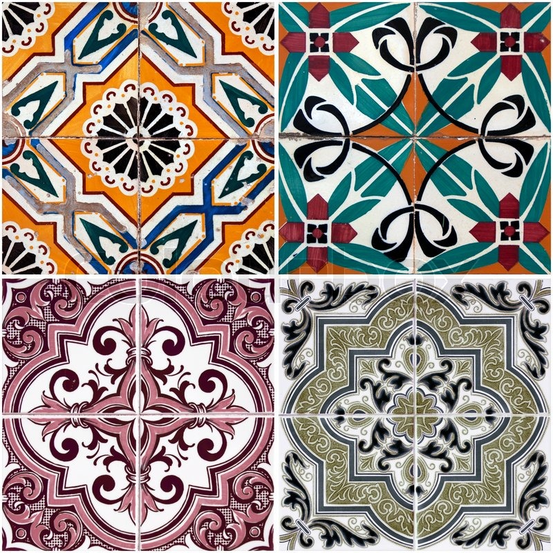 Colorful vintage ceramic tiles wall Stock image Colourbox