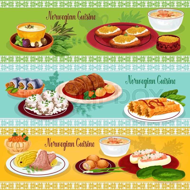 Norwegian Cuisine Seafood Lunch Stock Vector Colourbox
