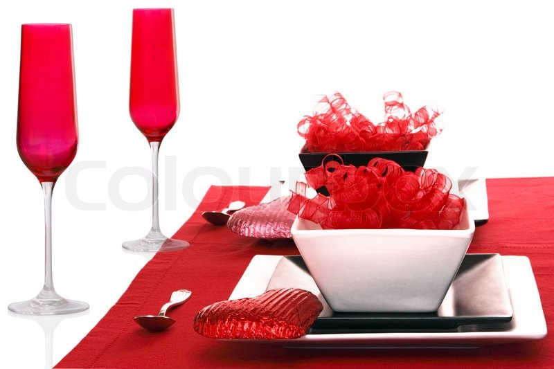 Isolated Romantic Modern Black & White Table Setting ~ Red Champagne ... Isolated Romantic Modern Black & White Table Setting ~ Red Champagne ...