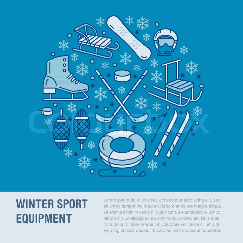 Winter Sports Banner Equipment Rent Stock Vector Colourbox