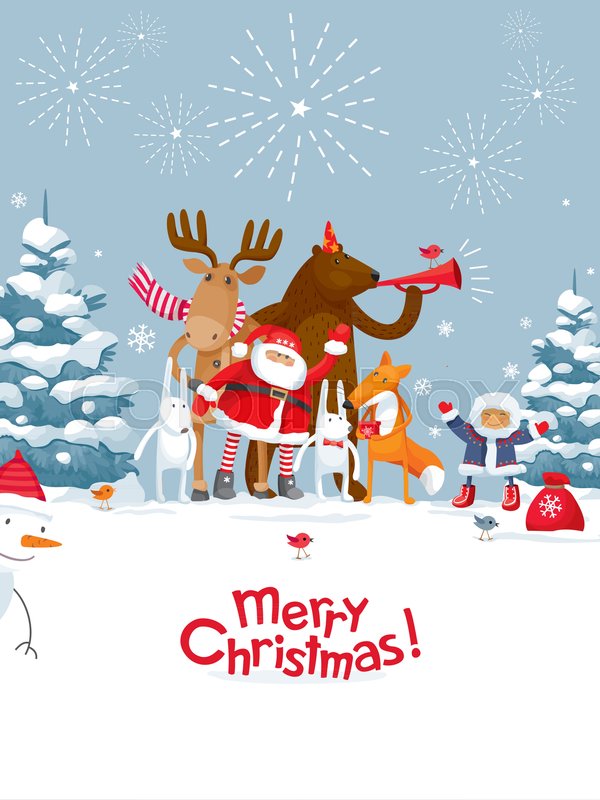 Christmas Party Fireworks In The Stock Vector Colourbox