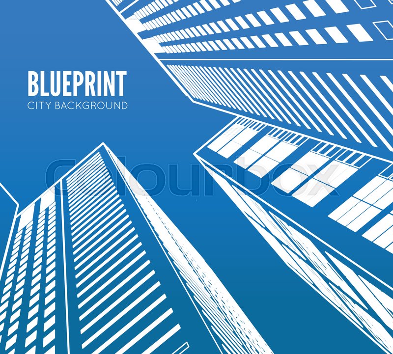 building wireframe 3d render city vector blueprint illustration