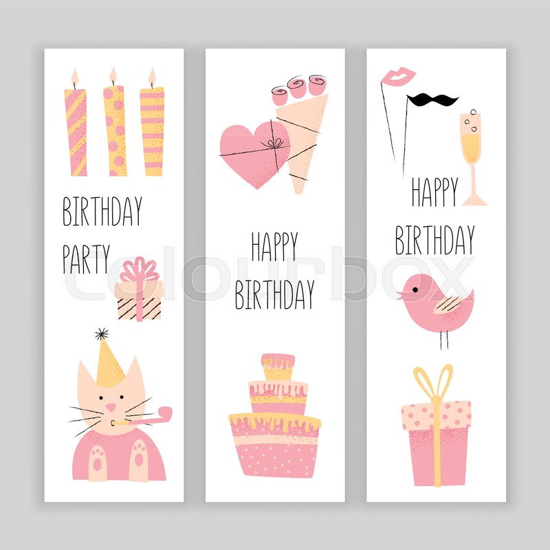 Happy Birthday Banner Set Vector Stock Vector Colourbox