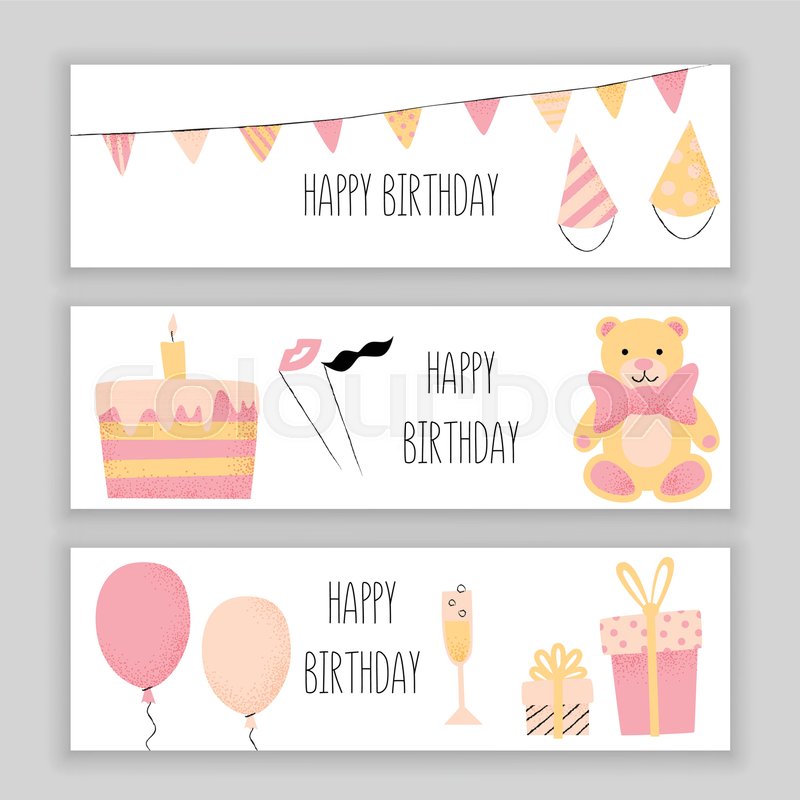 Happy Birthday Banner Set Vector Stock Vector Colourbox