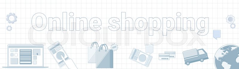 Online Shopping Word On Squared Stock Vector Colourbox