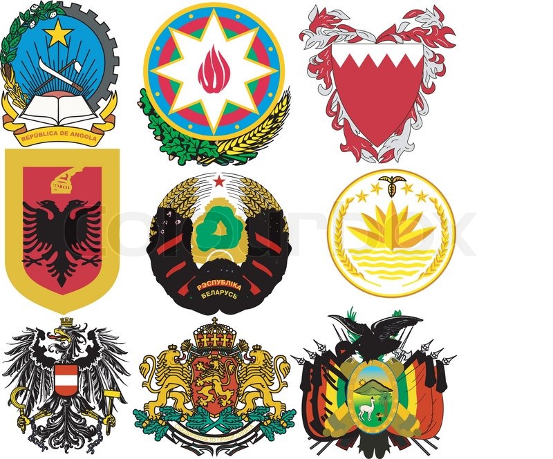 Vector Reihe von Wappen der Welt StockVektor Colourbox