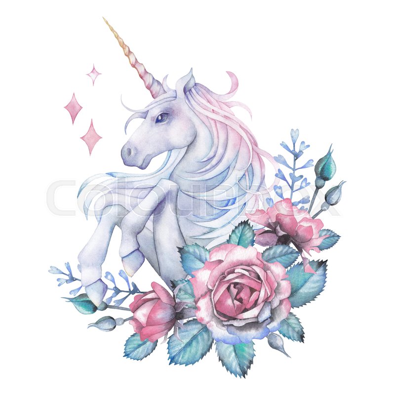 cute watercolor design with pastel stock photo colourbox design unicorn
