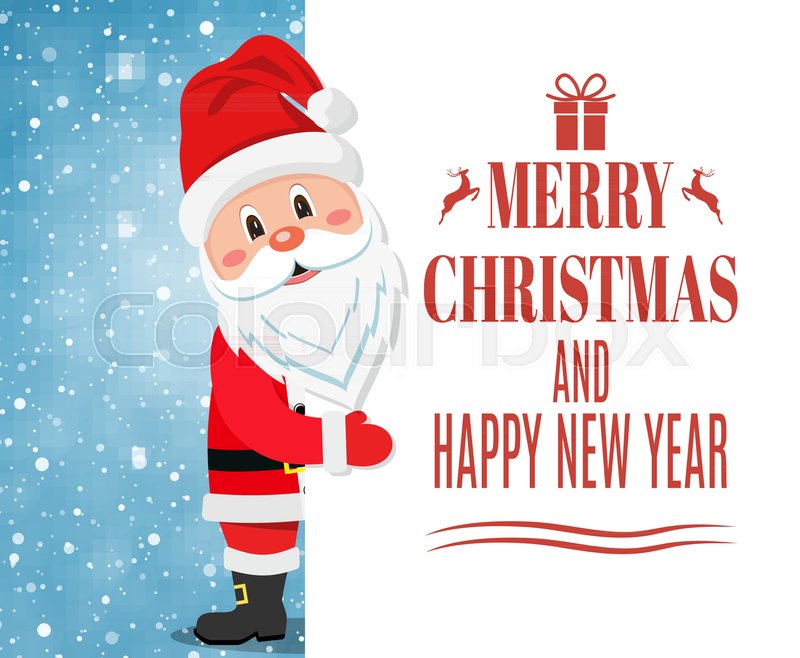 Santa Claus showing merry christmas | Stock vector | Colourbox