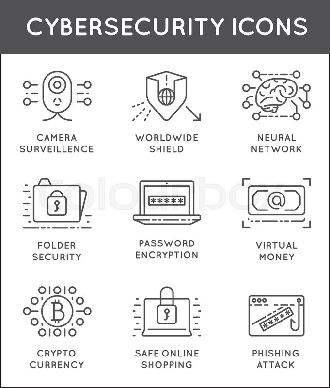 Cyber Security Thin Line icons set. | Stock vector | Colourbox