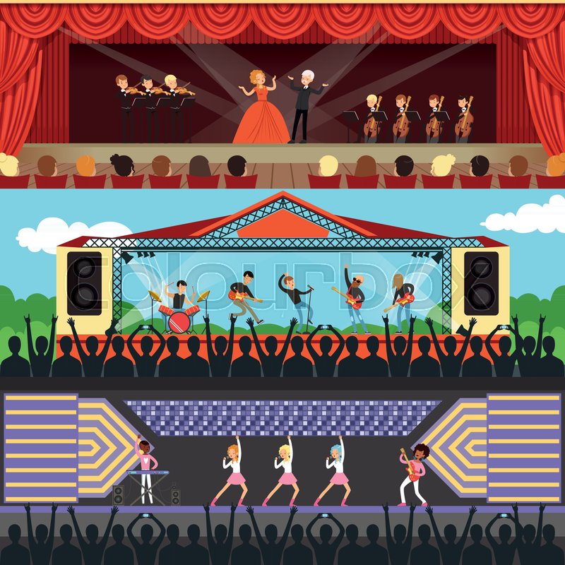 Concerts set horizontal banners. Opera ... | Stock vector | Colourbox